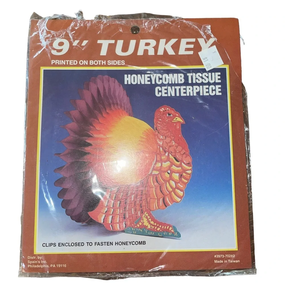 Vintage Spains Inc. Honeycomb Thanksgiving Turkey Centerpiece 9